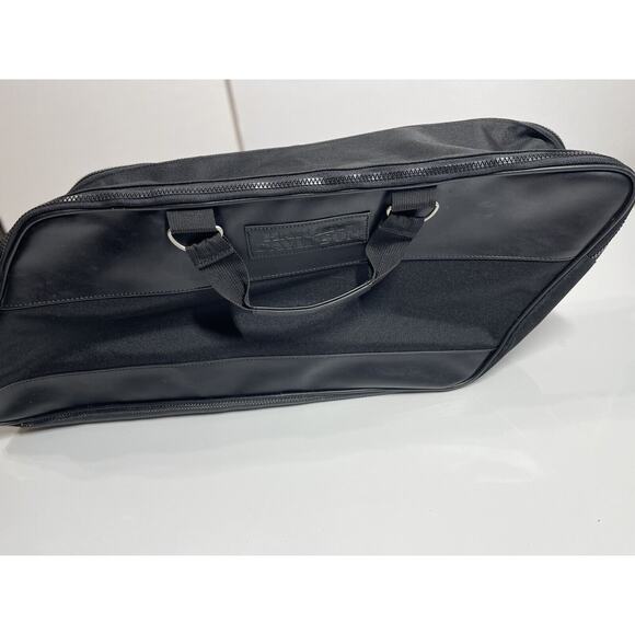 Harley Davidson Black Leather/Canvas Motorcycle Zipper Travel Duffle Biker Bag - Picture 1 of 13